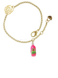 Delight Chain Extender Love Rose Jewelry Bracelet, 6.25"+1.75" Gold-tone Resin Snail Link Hot Pink