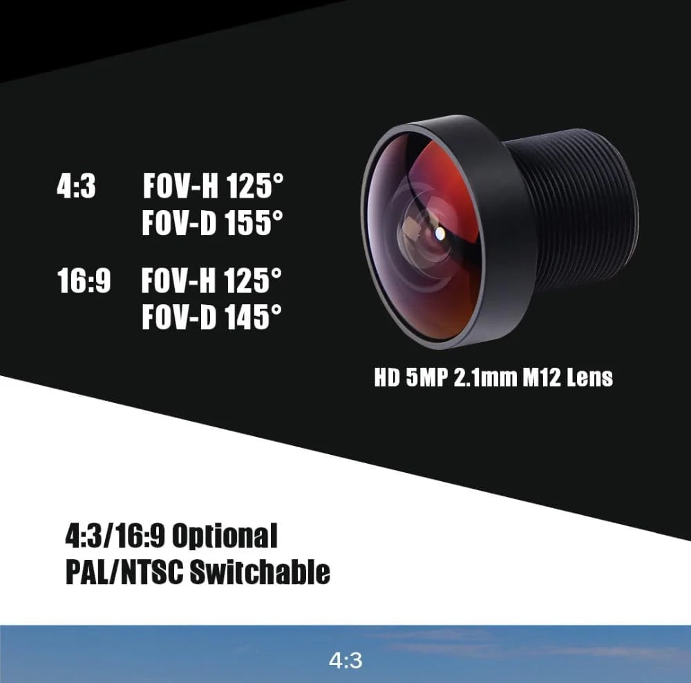 PAL Camera Lens Razer Natural FPV 1200TVL 4:3 SoloGood Mini 125 Switchable Foxeer Degree NTSC Image Definition 2.1mm