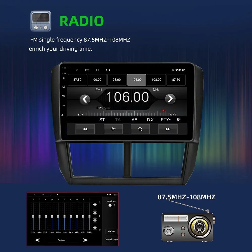 Carplay Player Car for GPS Android Bluetooth Subaru Forester Auto Android 9 Navigation Car Radio 2008-2012 JMANCE inch 10
