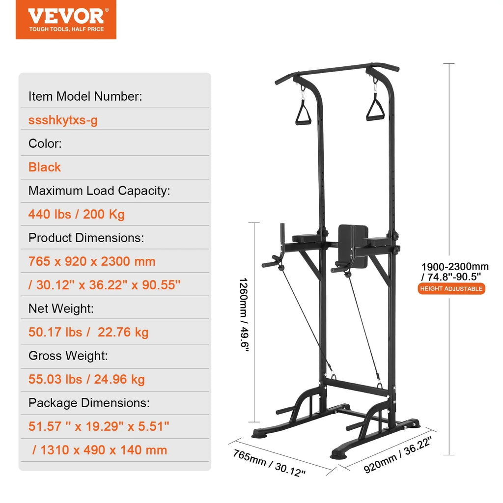 Stand Elbow for Carbon Power Equipment Tower Up Strength Training Workout Adjustable Backrest Station, Heavy Rack Power Frame Height SKYSHALO Fitness Pull Pad, Dip Home w/ Bar Steel Duty
