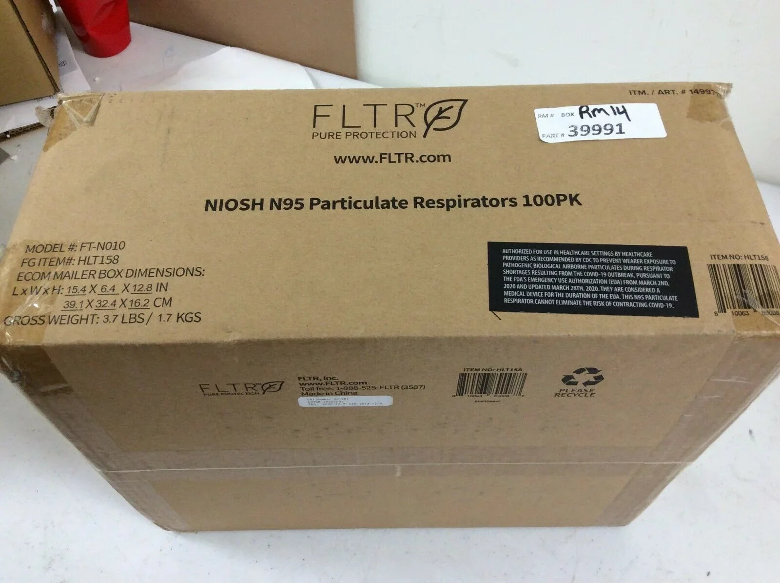 Genuine NIOSH Masks HLT158 100 FLTR Respirator, N95 Round
