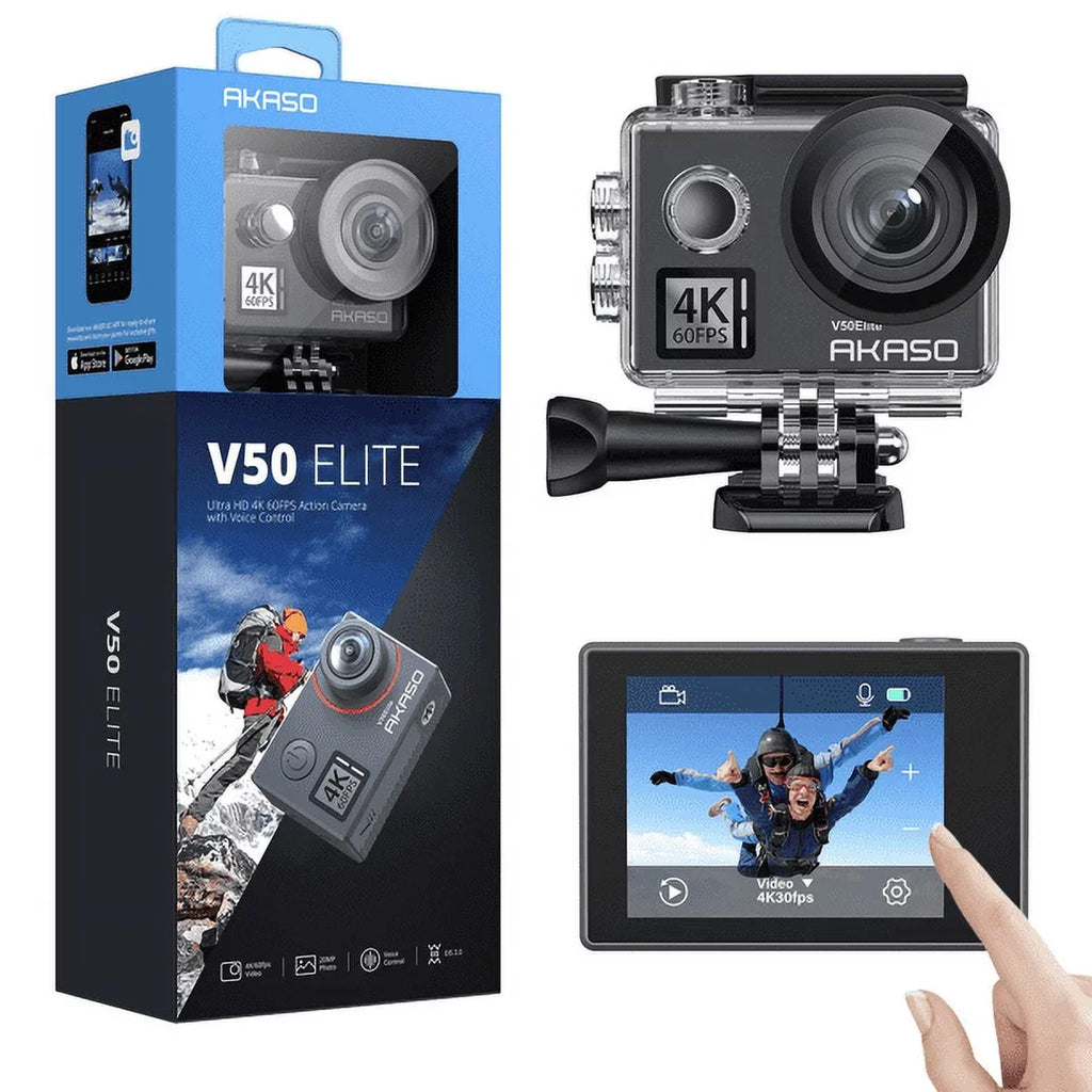 Action 131ft 2.0 EIS V50 Camera, Helmet with Touch Screen Elite Camera and 60fps Accessories Zoom AKASO Underwater Sports Camera 4K 8X