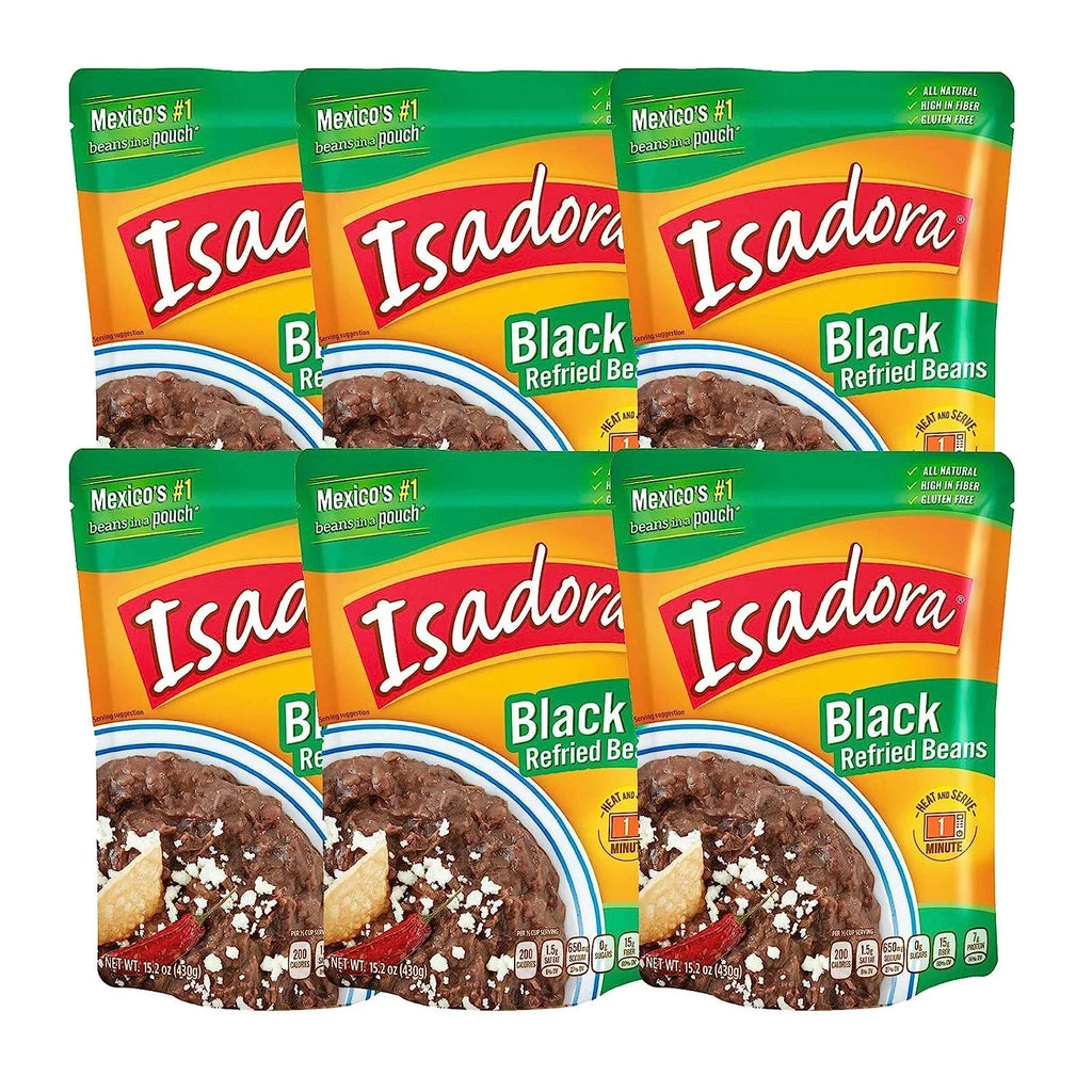 Pouch (Black Pack) Beans, 6 Isadora Refried 15.2oz Beans