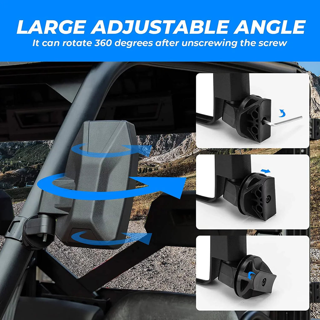 570 Door) Compatible for Side 900 Ranger Maverick Mirrors 1000 Side UTV (Not XP View Polaris Mirrors 1000 Trail Mirrors,Wider General Rear with Can-Am Kemimoto Pro-Fit Defender