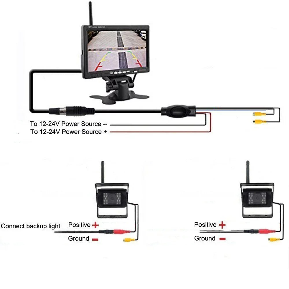 Cameras Camera Night Trailer 7" Dual Vision Wireless View Waterproof Truck for Assistance Monitor Rear Backup RV Bus with Parking