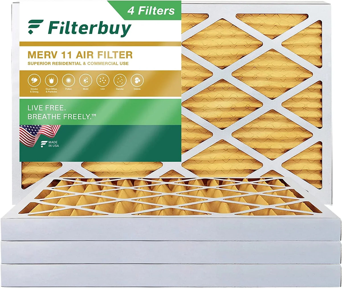 Filters Filterbuy AC MERV Furnace 16x25x2 HVAC 11 Pleated (4-Pack) Air