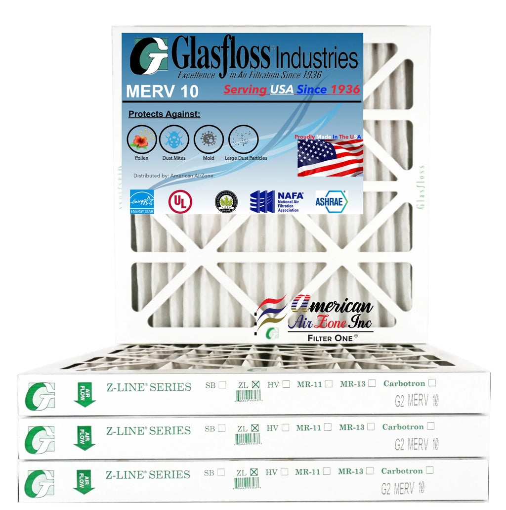 of - AC Filter - Pleated USA. Made MERV (Pack Filter In Air 10 HVAC 2" Home - or Air Office Glasfloss - or - 4) Filter - The 20x22x2 Air Furnace