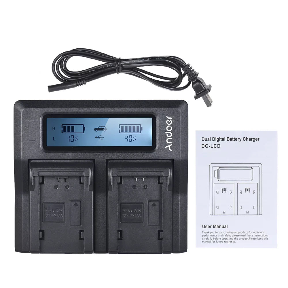 Channel LCD A7SIII Sony Replacement A7III Battery Dual A7RIII NP-FZ100 A9 Andoer for