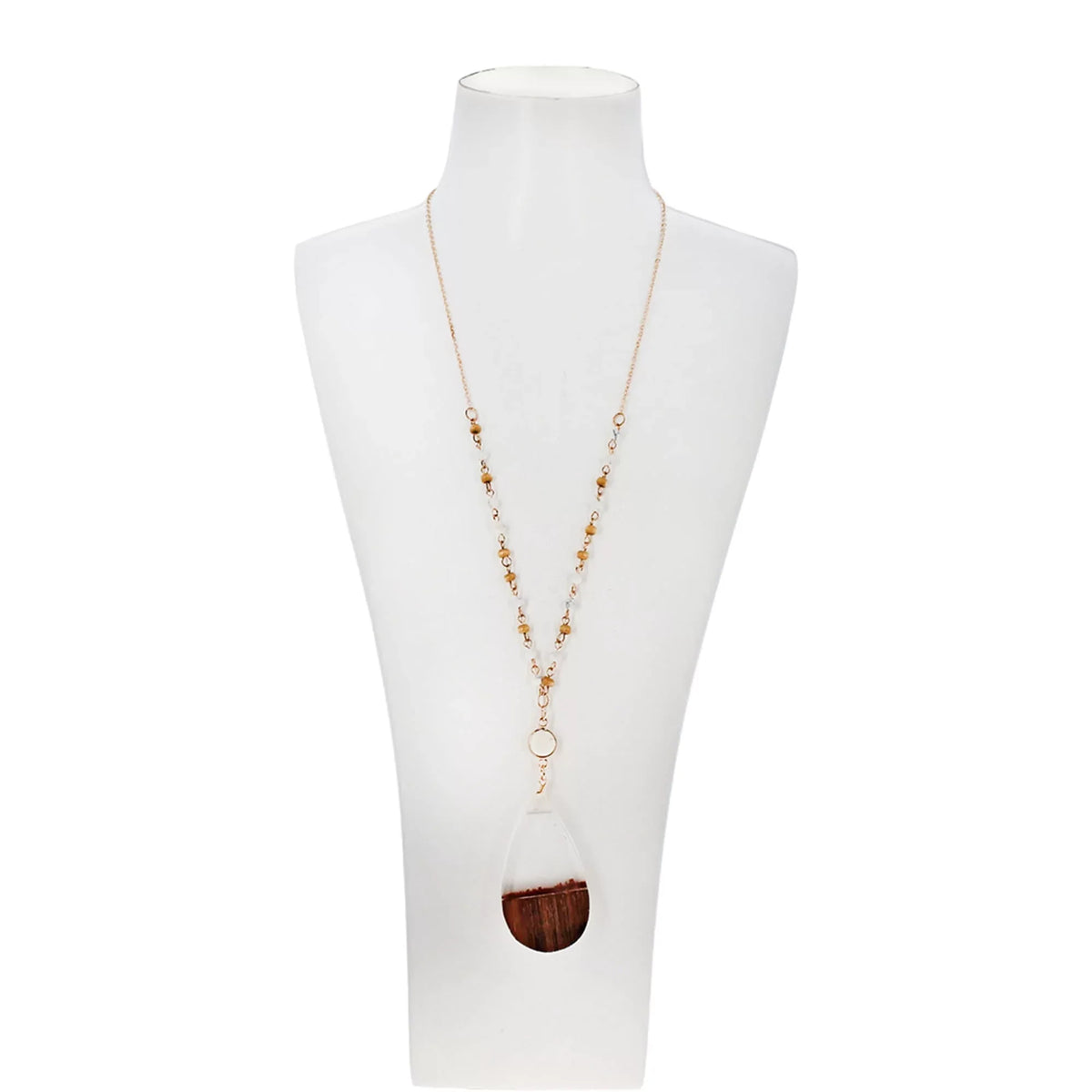 Chain Boutique for Wood Beaded Clear Inc Anniversary | Tenes Box Wood Pendant Resin Women, Necklace Blue Gift
