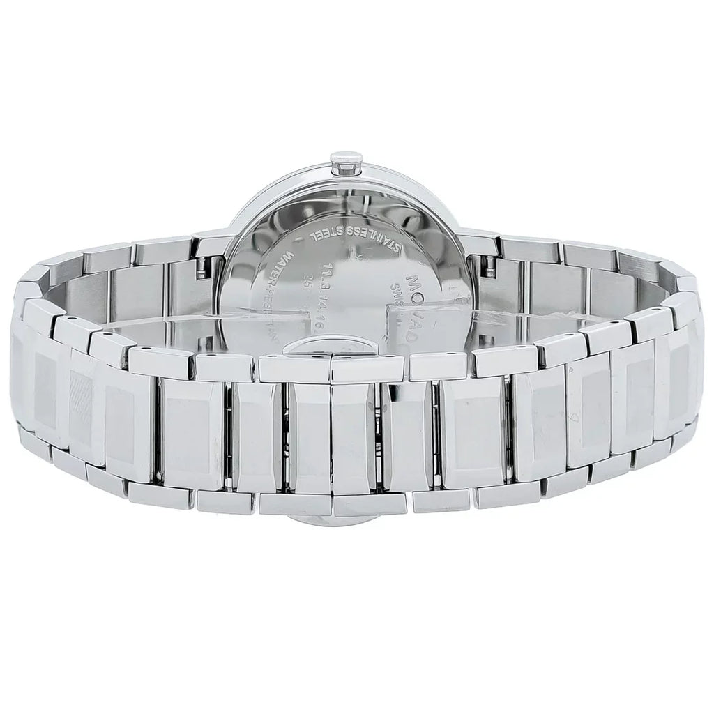 Ladies Silver Watch Dial Sapphire 0607547 Quartz Mirror Movado