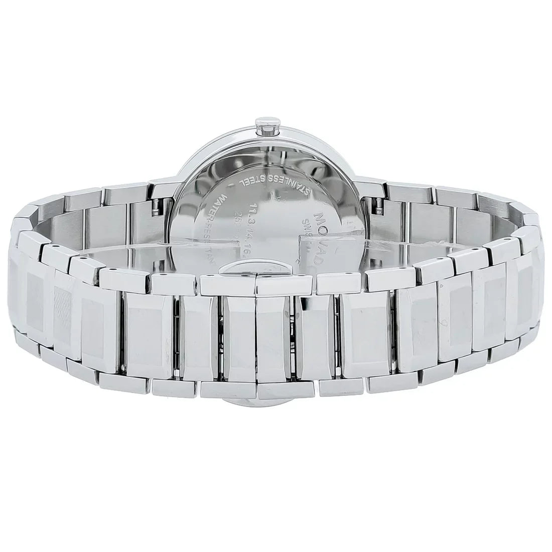 Ladies Silver Watch Dial Sapphire 0607547 Quartz Mirror Movado