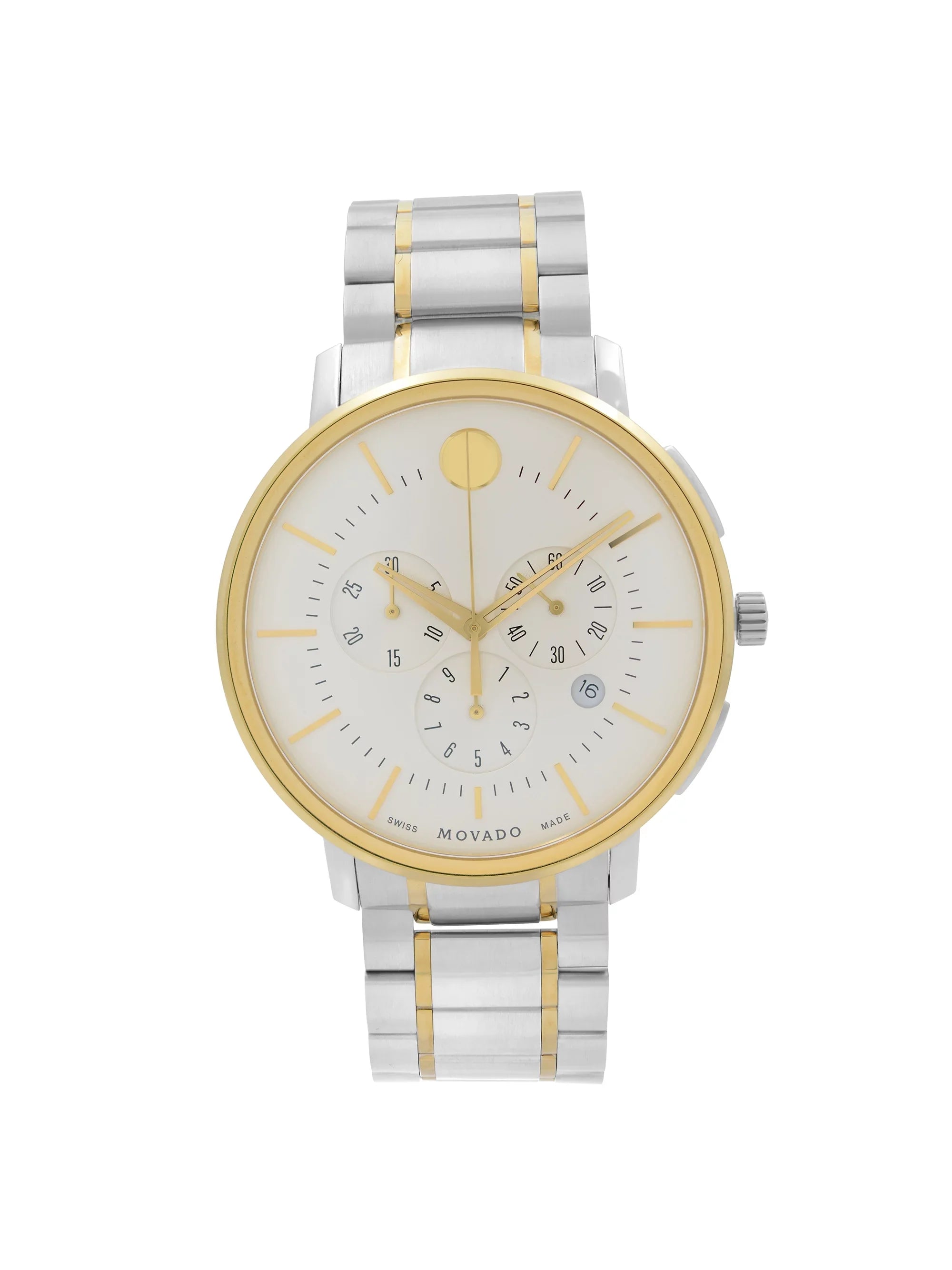 Steel Thin Two-Tone Classic Movado Watch Silver Mens 42mm 0606887 Quartz Dial