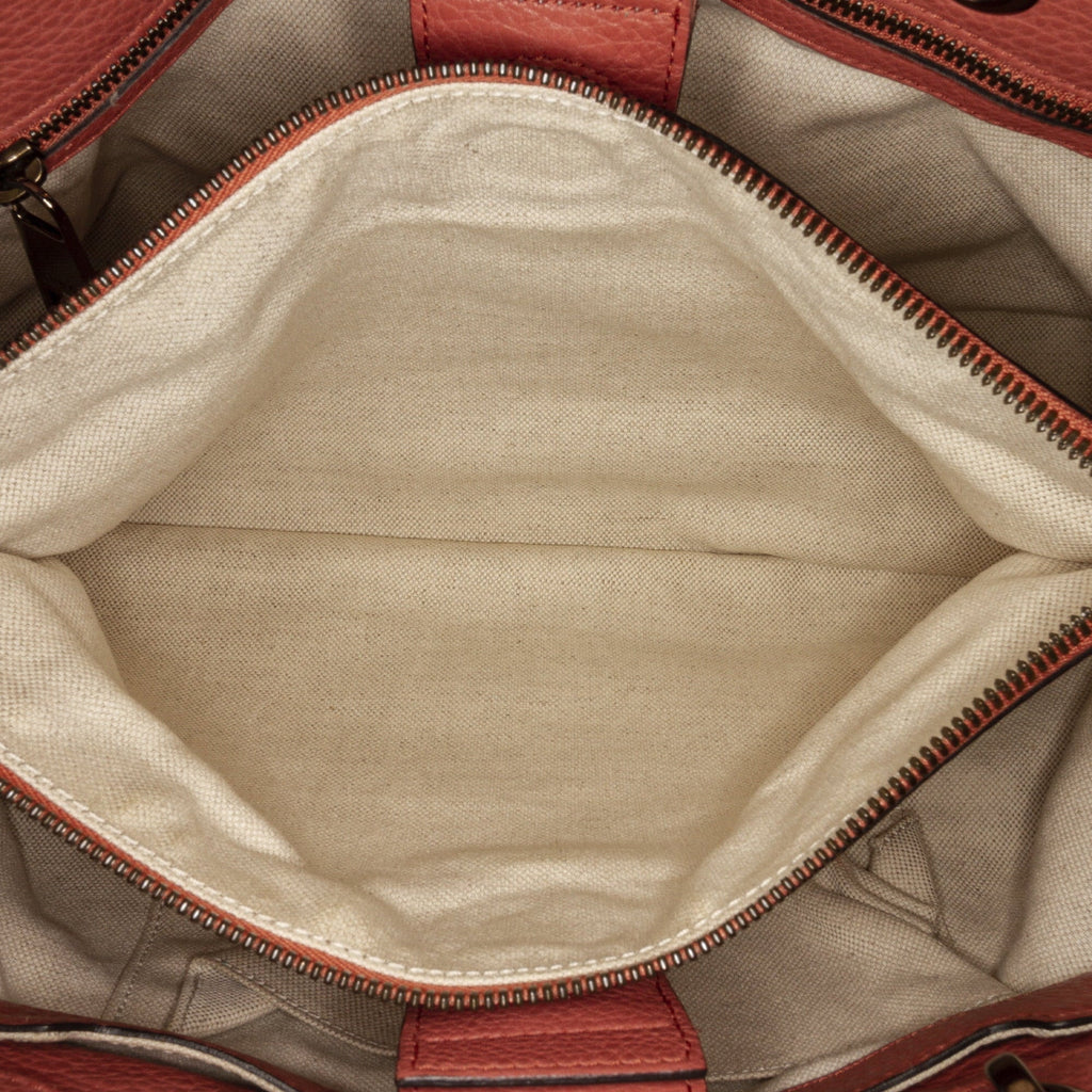 (Fair) Pink Calf Authenticated Unisex Bamboo Leather Gucci Pre-Owned Satchel Shopper