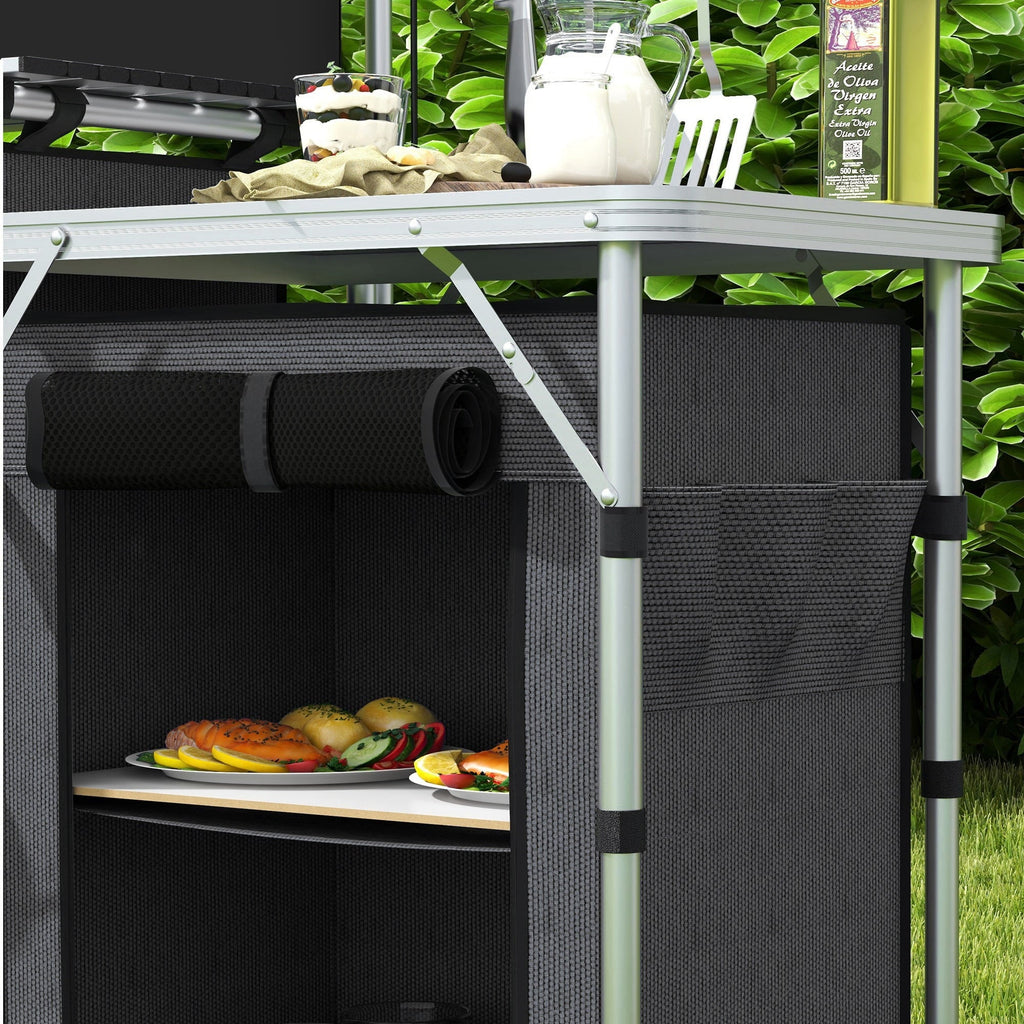 with Camping Cupboards Folding Kitchen Windshield Fabric Outsunny Black