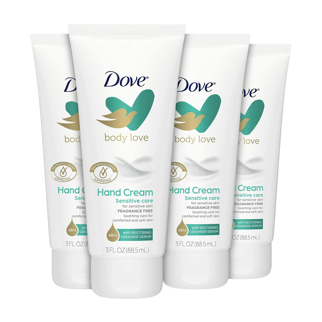 Hand Rough, Soothes Dry Skin Ct 4 Dove Cream Sensitive Body Fragrance-Free Skin Oz 3 Comforts Love And
