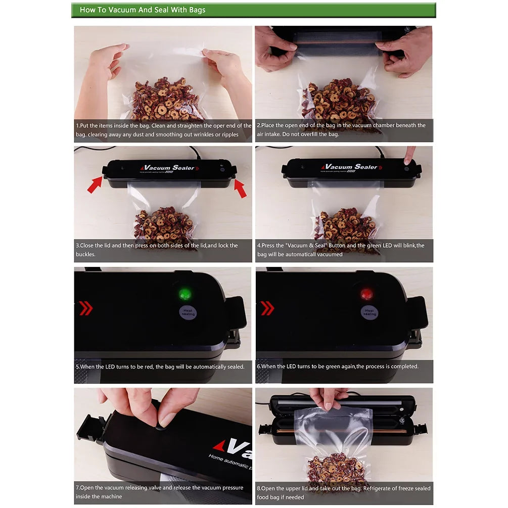 Machine Household -Fitbest 15 Air Vacuum Preservation Automatic Sealer Vacuum Bags, with Sealing Food Sealer System Black for