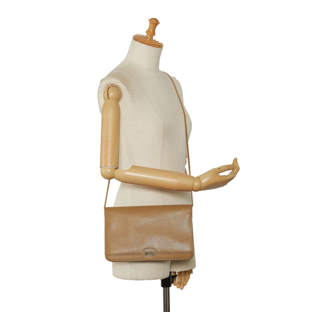 Brown Authenticated Pre-Owned Calf Crossbody Unisex Bag Leather (Good) Chain Crossbody Dior
