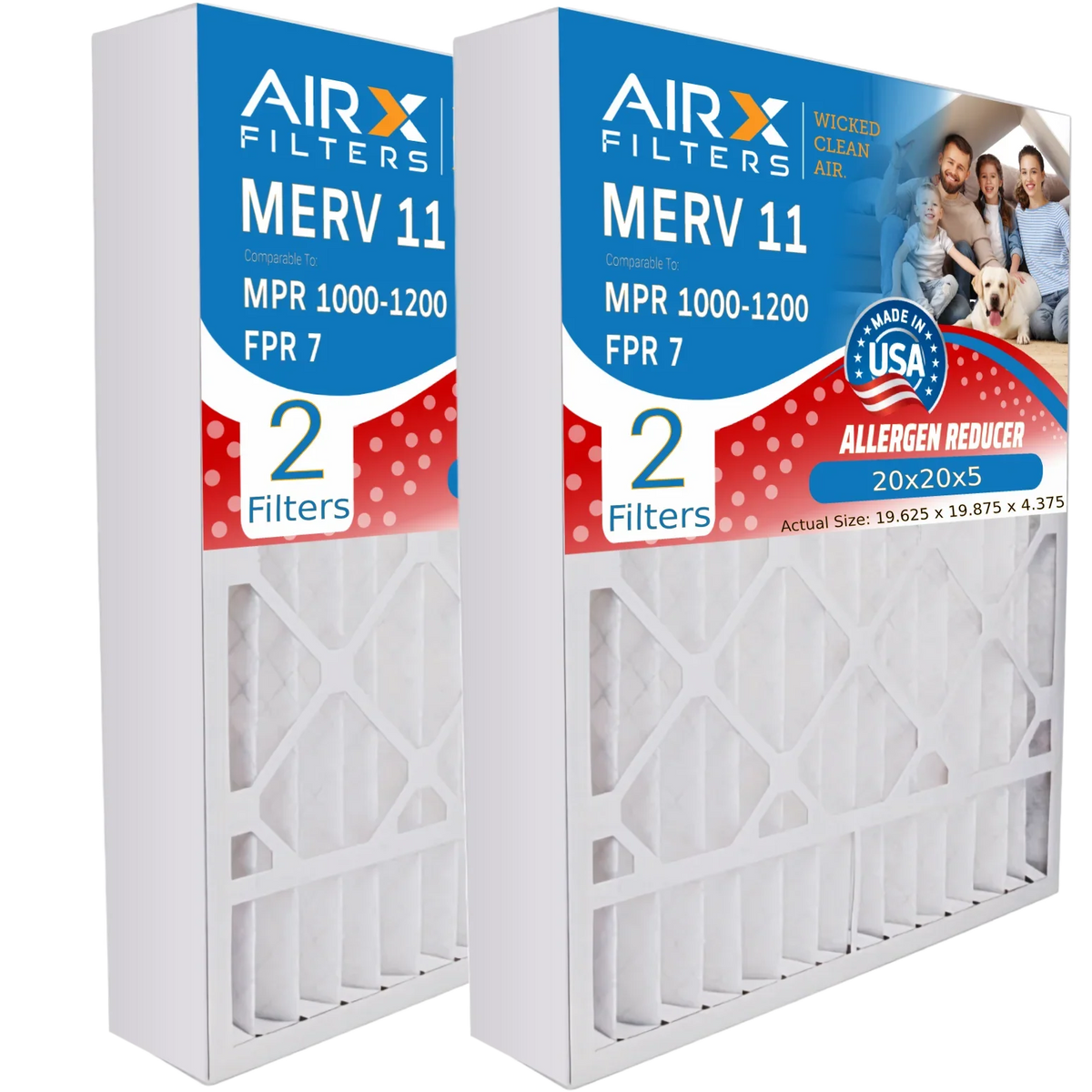 CLEAN 7 2 to 1200 MERV with Pack Comparable FPR Air X0585 Compatible Lennox MPR 1000, WICKED AIRX AIR. 20x20x5 Filter Air FILTERS MPR & by Filter 11