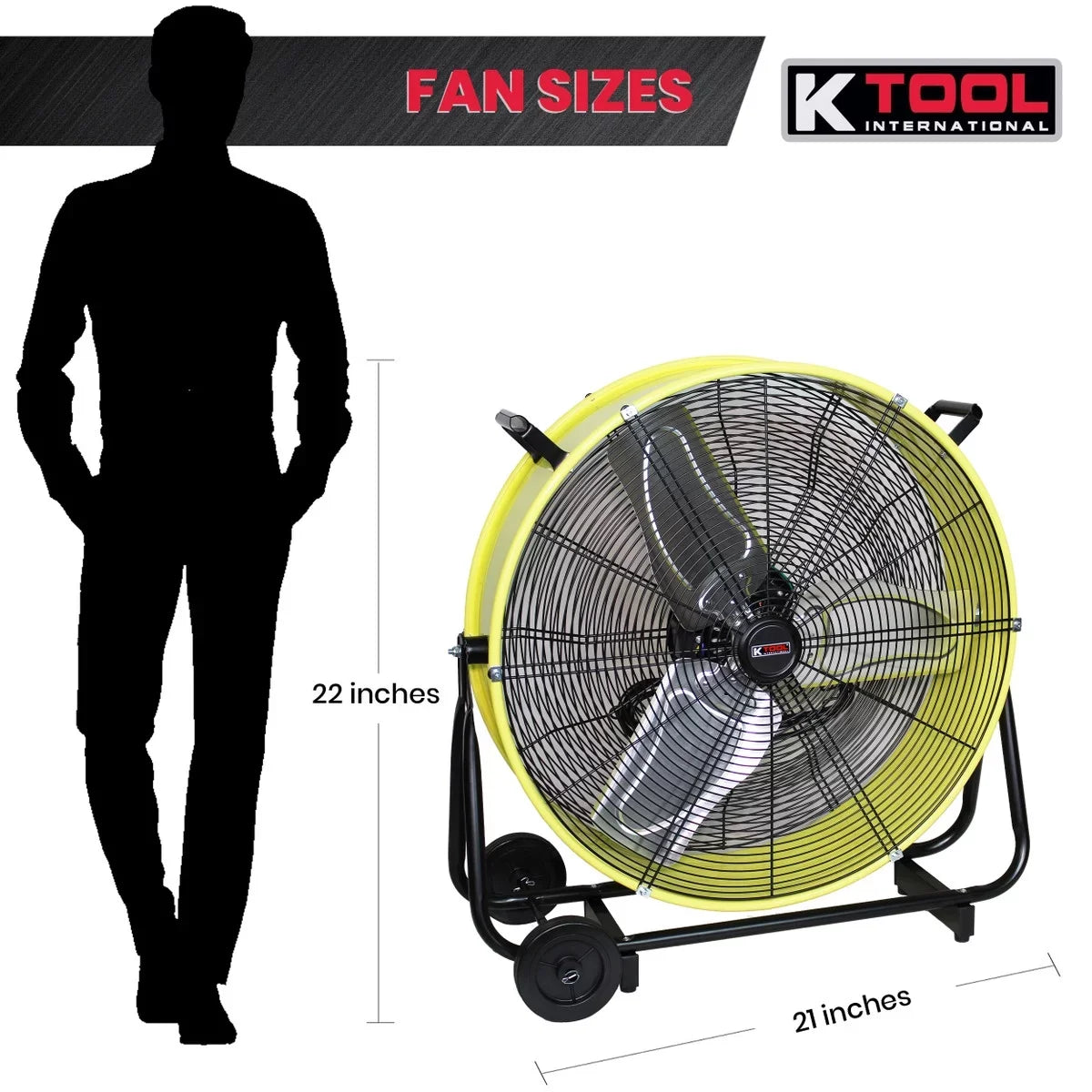 Industrial K Fan, International Yellow Drive Tilting Safety Tool 24 in. Drum Direct