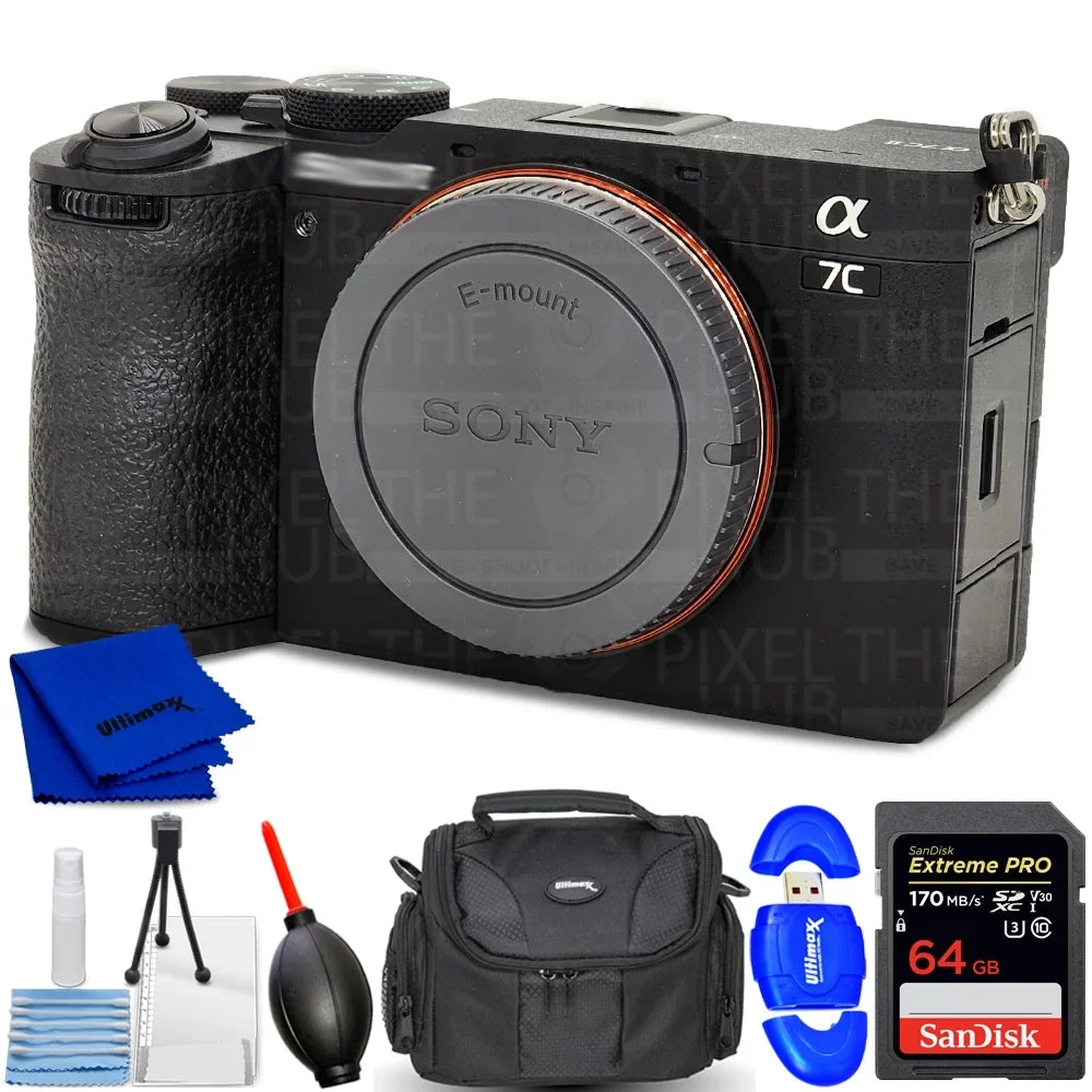 7PC (Black) Bundle - Mirrorless a7C II Sony ILCE-7CM2/B Camera Accessory