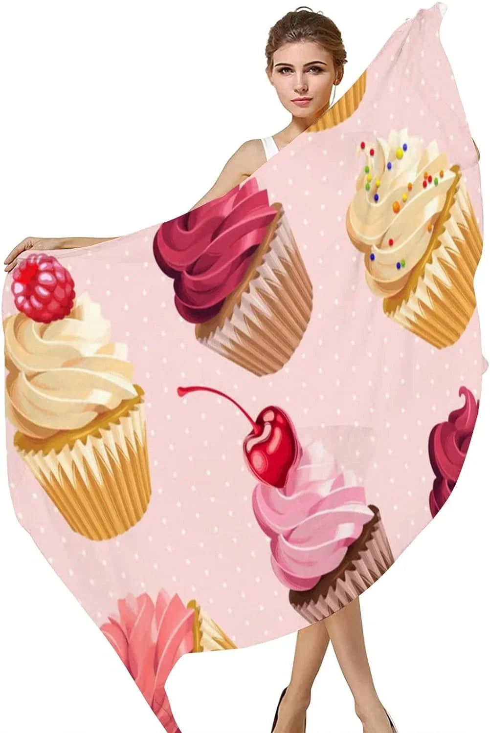 Polka for Girls Shawl Wrap Scarf Silk Dot Scarves Women Hyjoy Neck Cupcakes Lightweight Long