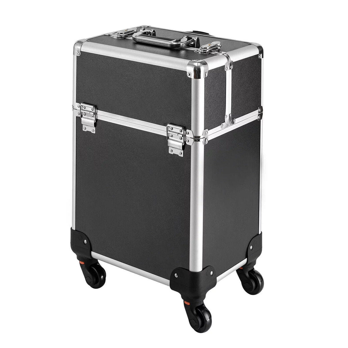 Rolling Cosmetic Case Beauty Hairdresser Wheels Organizer Tool Barber Salon Trunk Train Luggage (Black) Case Trolley, Box Makeup Nail Lockable Stylist Travel Swivel Cart with