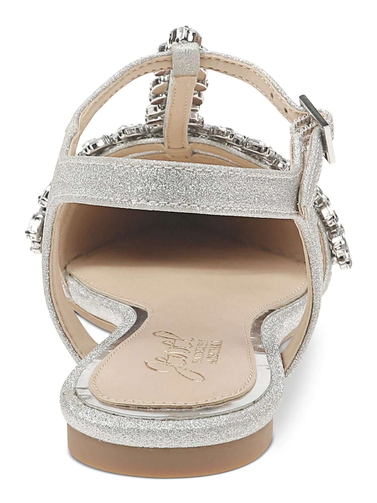 Rhinestone Pointed Toe T-Strap BADGLEY Dress Rae Womens Chunk Block Heel Adjustable MISCHKA Buckle Glitter Shoes Embellished Silver M JEWEL Silver Strap 6.5