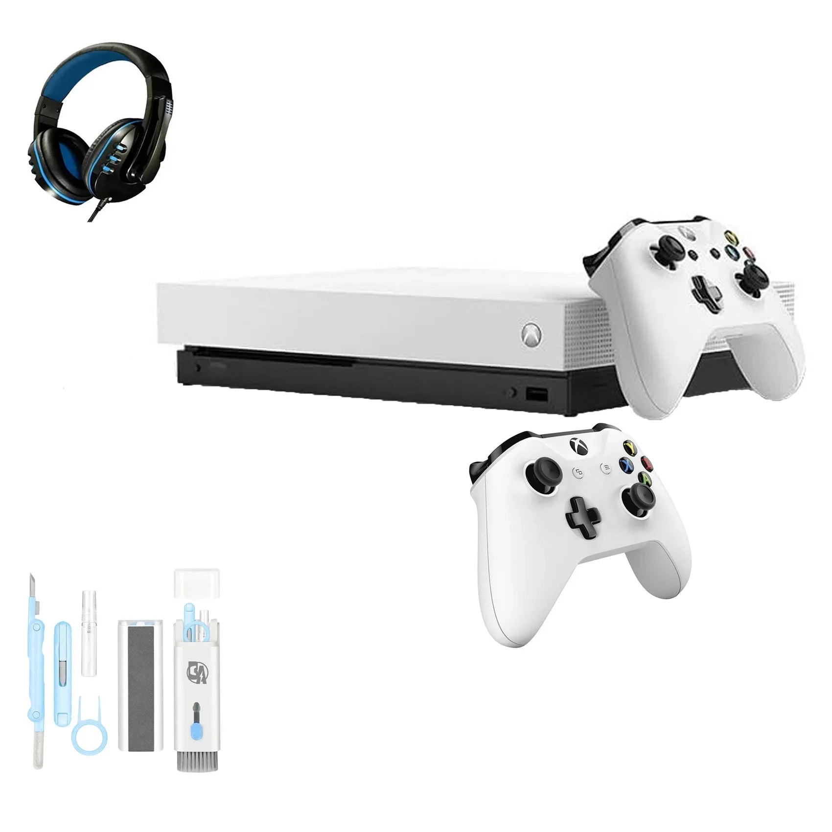 Like Bundle Headset 2 Xbox Cleaning Controller, HD New) 4K Kit Ultra (Refurbished: with White Pre-Owned BOLT with One AXTION Microsoft X 1TB