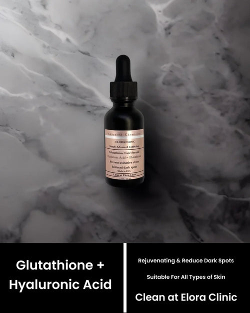 & - Clinic - - Hyaluronic Serum + + Glutathione Rejuvenating Hydrating Glutathione Acid Serum Glutathione Elora Acid Free Oil - Water Based Hyaluronic