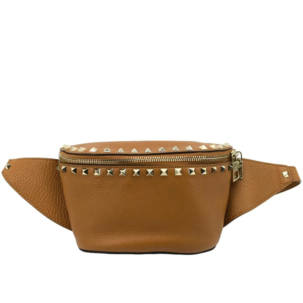 Camel Leather VALENTINO Bag Spike Pre-Loved Belt