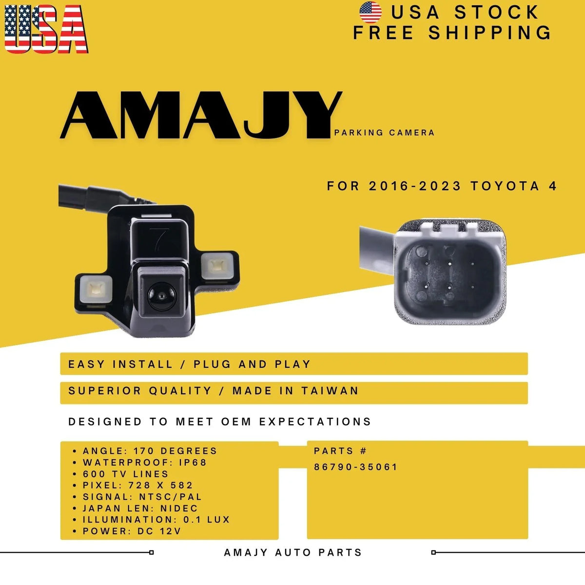 Backup Replaces 4 for Toyota 16-23 Camera 86790-35061