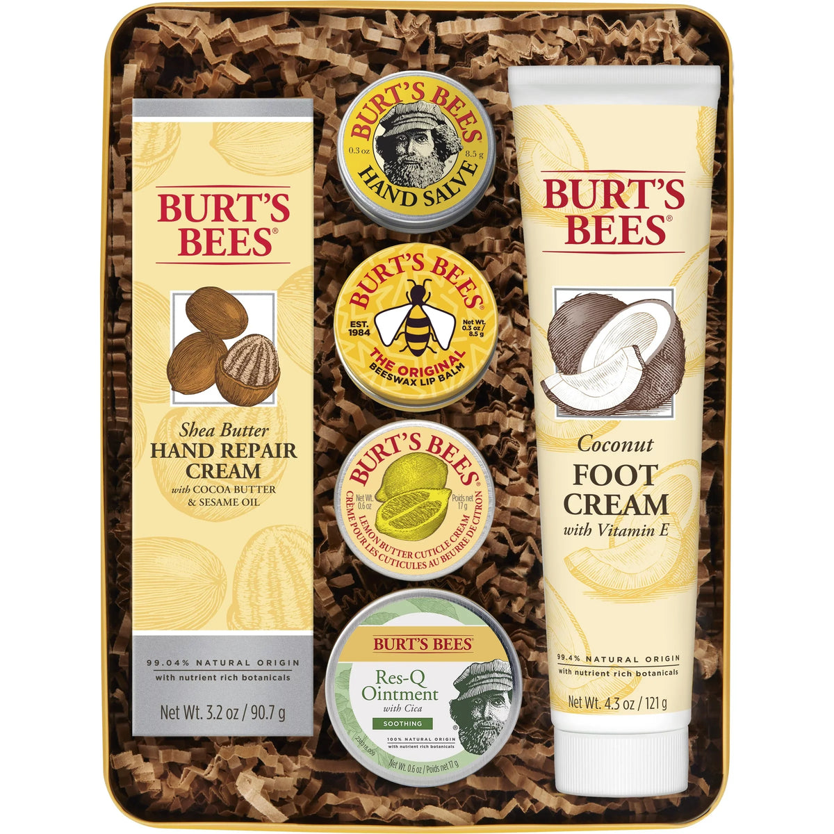 Classics Repair Hand 6 Hand Cuticle Cream, Balm, Bees Cream Ointment, and Foot Products Set, Lip Tin in Cream Burt's Res-Q Gift Giftable Salve,