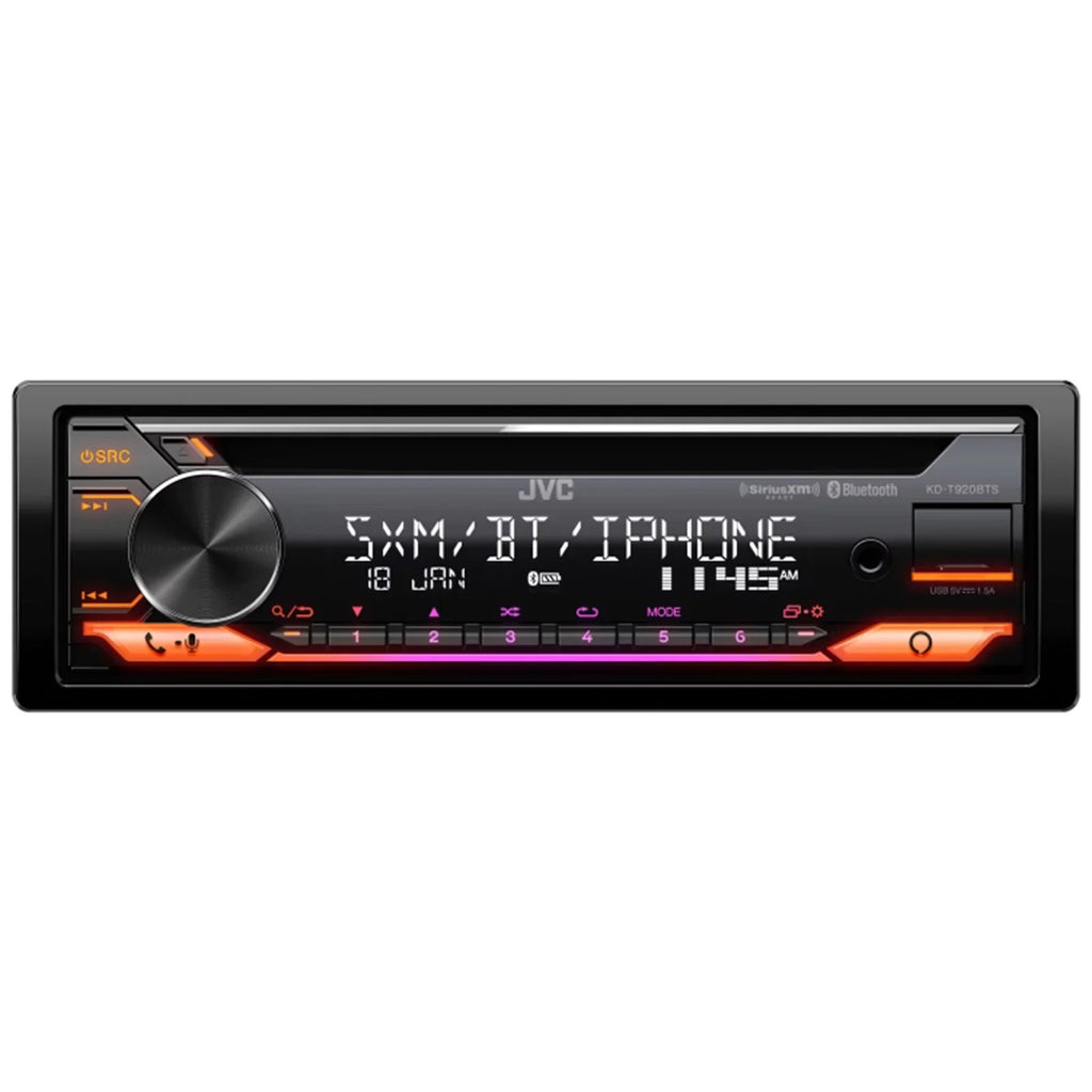 Select JVC DIN Stereo Single Player Motorcycles) CD KD-T920BTS (Fits Harley Bluetooth Radio Receiver Kit Davidson Touring USB Combo Bundle AUX Installation with AM/FM Single-DIN In-Dash 1998-2013