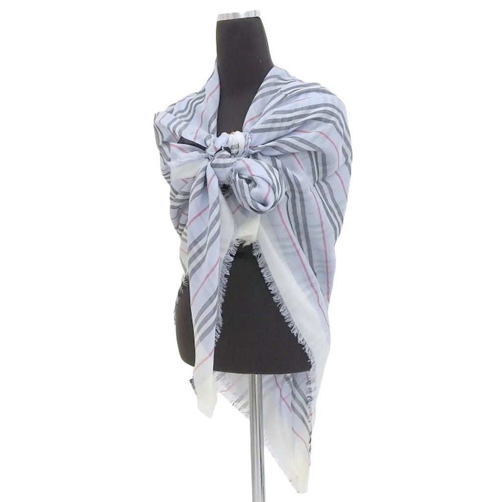 stripe New) silk Pre-Owned (Like blue Burberry 80173691 BURBERRY scarf light wool border