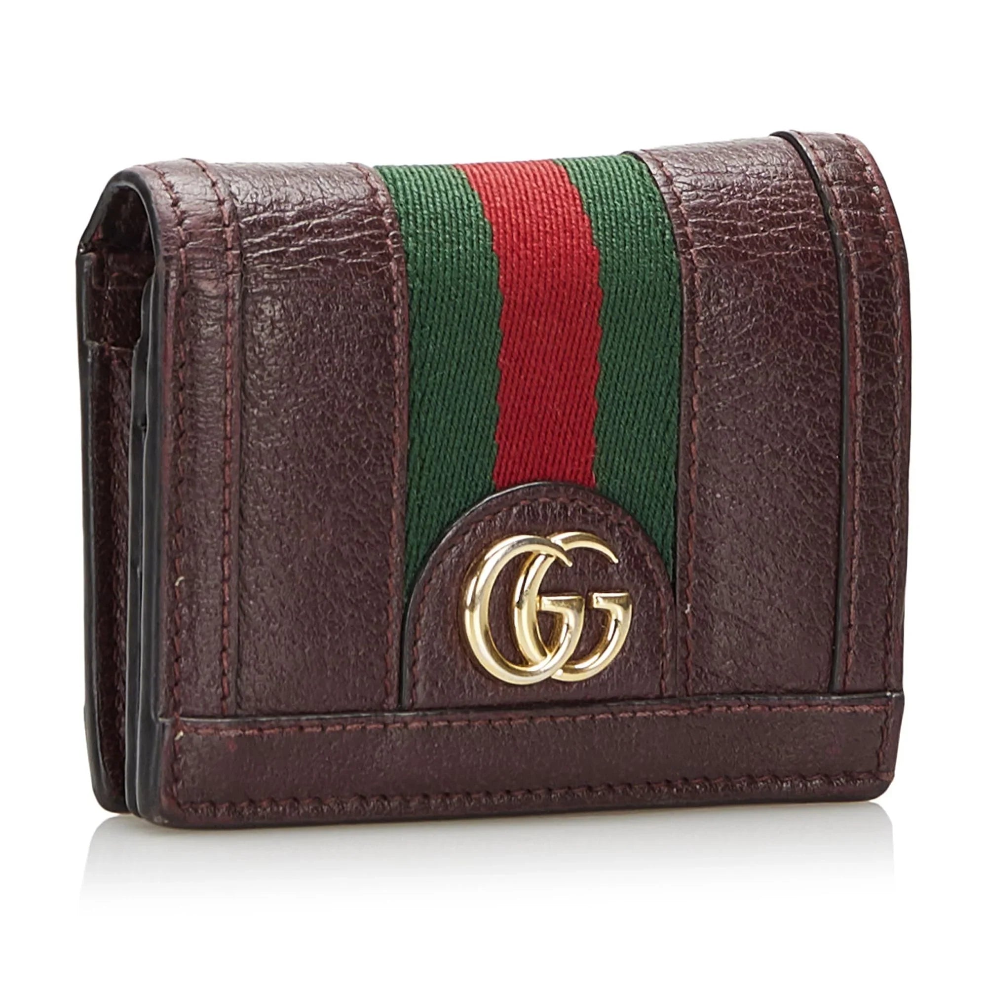 Leather Calf (Good) Ophidia Red Small Wallets Pre-Owned Authenticated Unisex Gucci