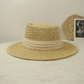 Jkzcp Vintage Top Sun Wide Braided Hat Sun Flat Protection Vacation Hat Beach 1pc Handmade Brim Straw