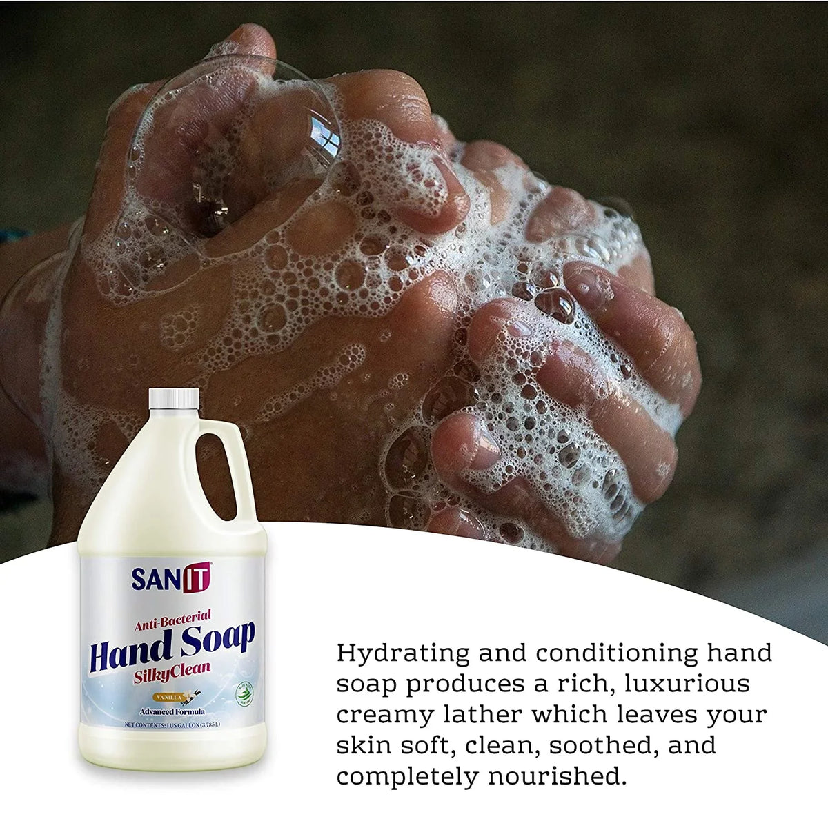 Hand - Gallon Formula Oil Refill Coconut and Sanit Clean Aloe Soap Gel Liquid Wash Hand with Vera Silky in Made Advanced Antibacterial Vanilla, - - All-Natural 1 Moisturizing USA,