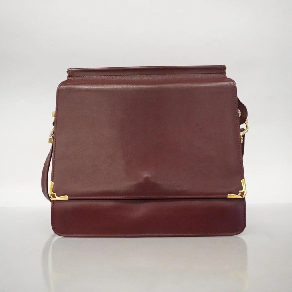 Bordeaux (Good) Pre-Owned Leather Must Bag Cartier Women's Shoulder