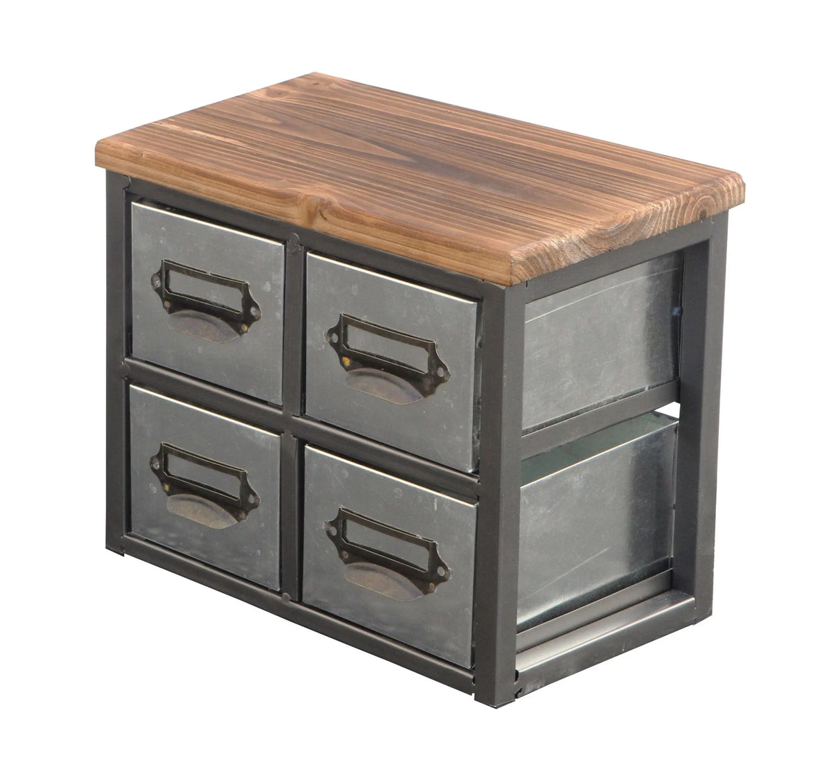 Drawer & 4 - Short Label 4627 Organizer Vertical Top Metal with Cheungs Wood Scoop Handle Frame Galvanized