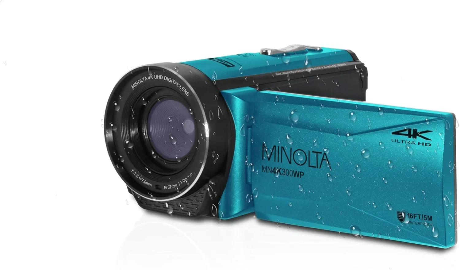 Video Tripod MN4K300WP (Blue) MINOLTA Ultra 4K Memory HD Camera Accessories 128GB Waterproof Camcorder Bundle / With MP 56 Card + + More