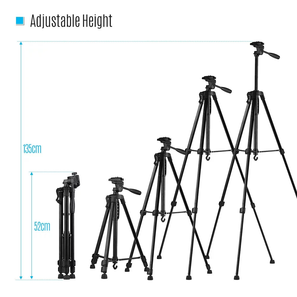 Capacity DSLR Lightweight Alloy Max. Holder 3kg Stand Andoer Tripod with Phone Aluminum for Photography Height 135cm/53in Carry Smartphone Load Bag Camera
