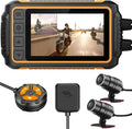 Waterproof Wide LCD GPS, Recording and Lens Waterproof Angle Motorcycle, with ZOMFOM 150° Dash for Camera up Max Wired G-Sensor, Rear 1080P Cam EIS to 256GB Wi-Fi, 3'' and FHD Control, Front
