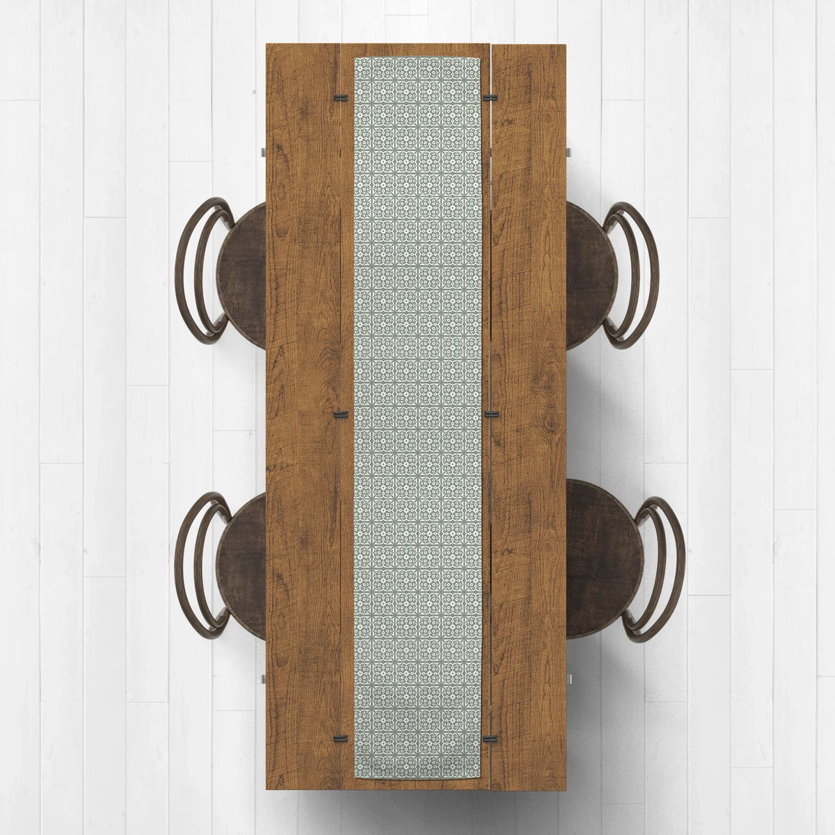 Creative Runner Table Pattern Sage Green Tile Products 16x72 Poly Twill