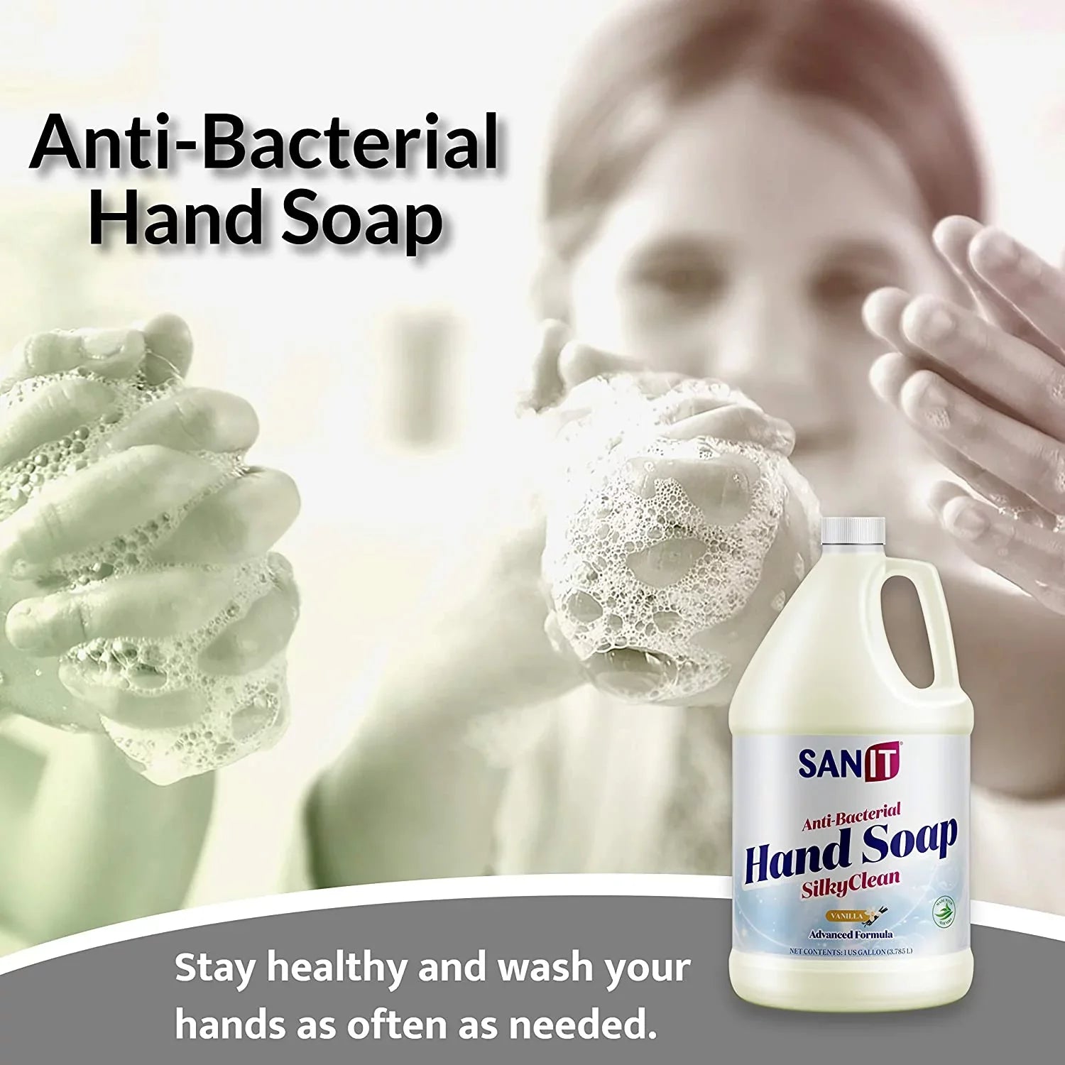 Hand - Gallon Formula Oil Refill Coconut and Sanit Clean Aloe Soap Gel Liquid Wash Hand with Vera Silky in Made Advanced Antibacterial Vanilla, - - All-Natural 1 Moisturizing USA,