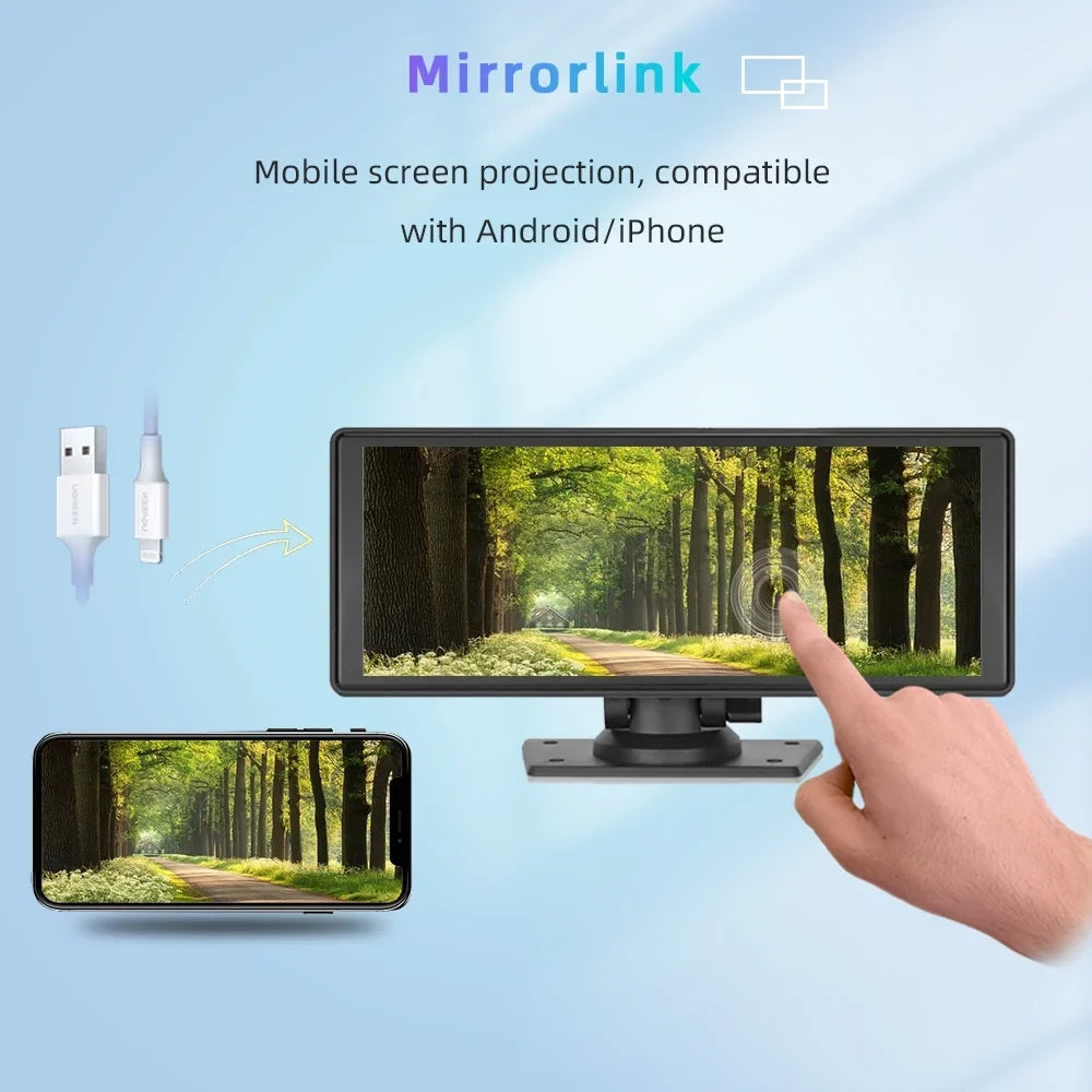 Bluetooth Inch Carplay&Android Auto with Camera TF Car Screen with Unit Stereo Wireless 9.3 Stereo,Newest Portable FM Player Transmitter,AUX, Touch Bluetooth/FM Navigation Car Synchronization/Rear