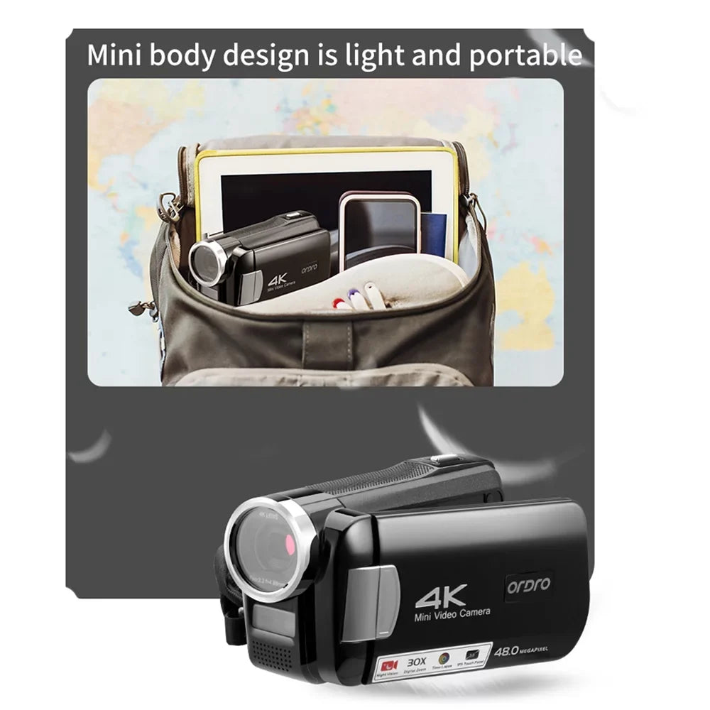 Video Night 4K Camcorder ORDRO IR Vision Zoom AC2 Digital with Camera Digital and 30X