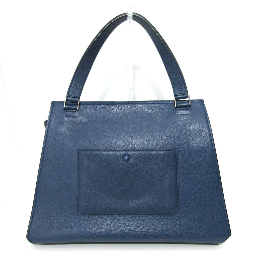 Handle Bag Tote Ladies Medium Calf Handbag (Good) Celine One Pre-Owned Blue Leather Edge