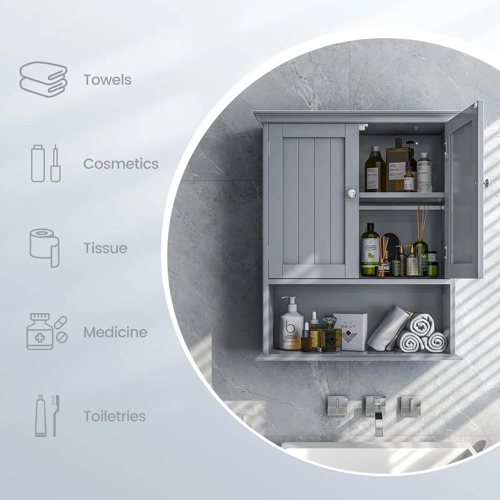 Wall Kitchen with Hanging Cabinet, Room, Cabinet Wall Cabinet Shelves, Bathroom Bathroom & Multipurpose Doors Cabinet, Wooden Medicine Bathroom Storage Living Mounted Grey Storage for