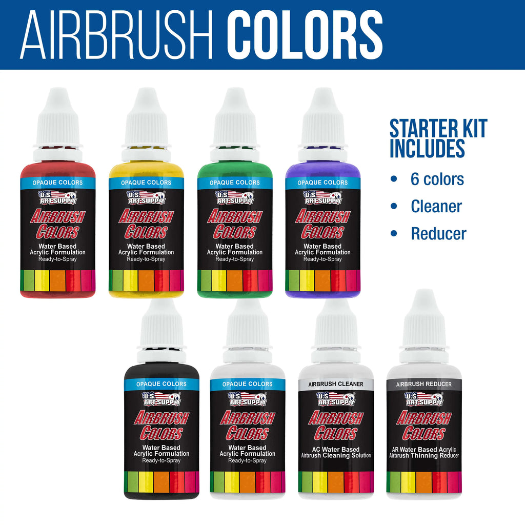 Compressor Gravity Set with Feed Airbrush Airbrush, 6 Acrylic Artist Air Kit Master Tank Dual Fan Paint Color Storage