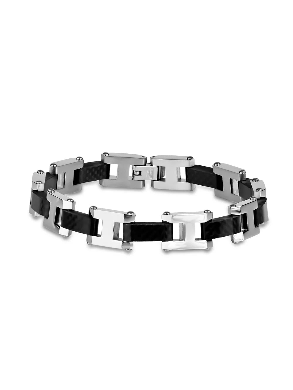 8.5" Carbon 316L Stainless Bracelet, Fiber Steel